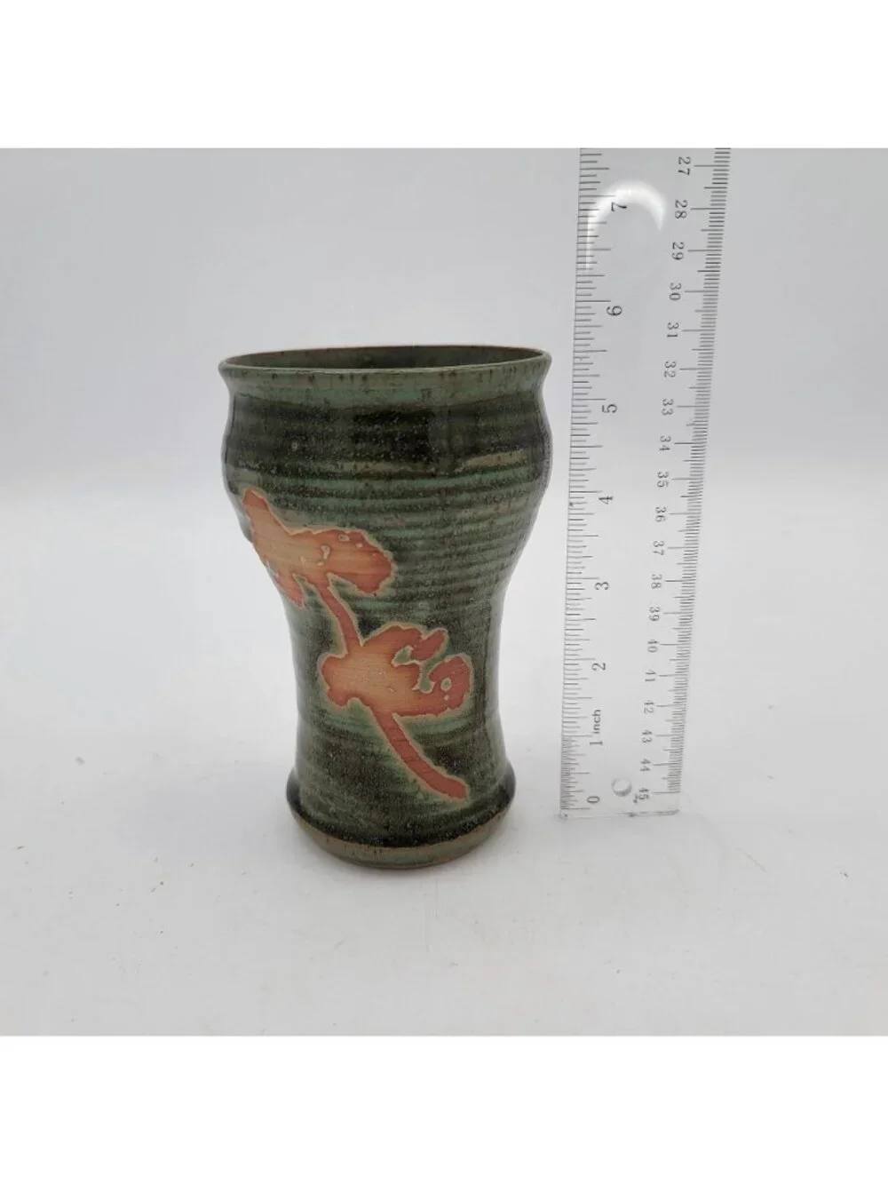 Beautiful Orchid Green Ribbed Art Pottery Vase Signed Bannan